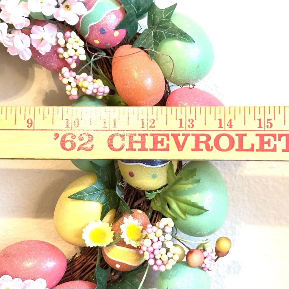 Vintage Handmade Easter Egg Wreath 14”